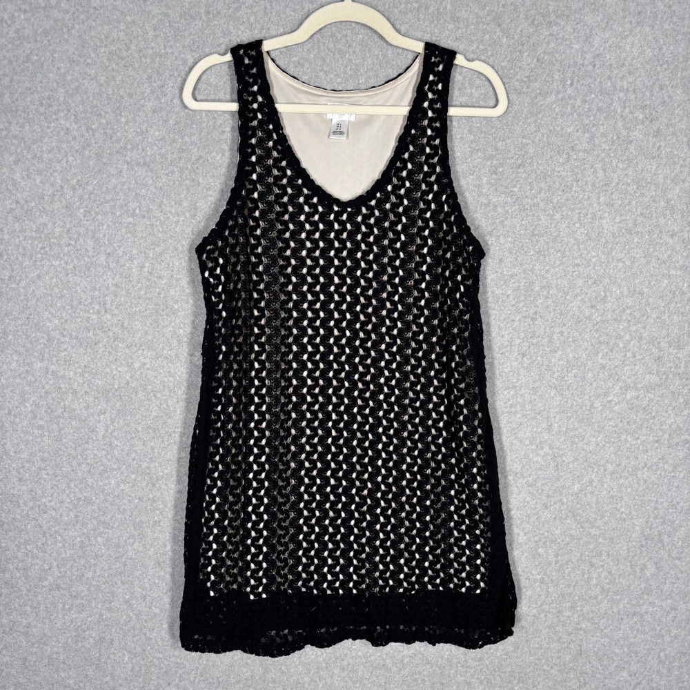 Motherhood Maternity Crochet Dress Large Black Lined Mini Festival Grunge‎ Goth